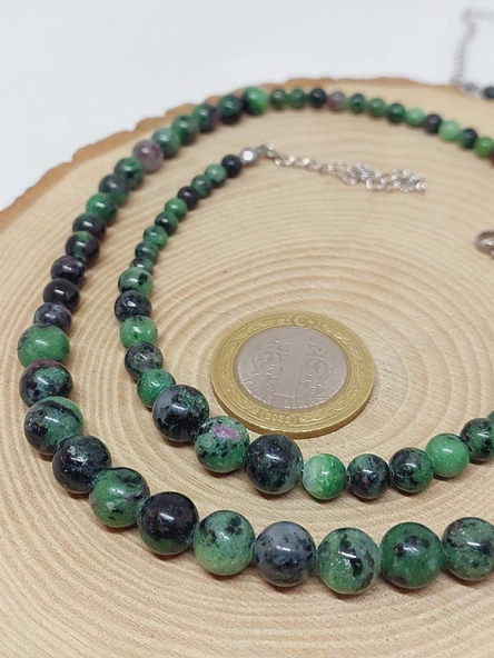 Galaksi Serisi Anyolit (Rubizoit Rubyzoisit) Taşı Kolye & Bileklik Seti - Resim 4