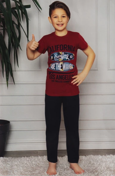 Kısa Kol Tişört  , Uzun Pantolon Erkek Çocuk Pijama M00672 - 4