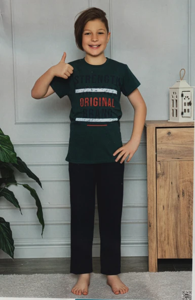 Kısa Kol Tişört  , Uzun Pantolon Erkek Çocuk Pijama M00672 - 5