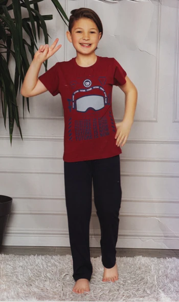 Kısa Kol Tişört  , Uzun Pantolon Erkek Çocuk Pijama M00672 - 9
