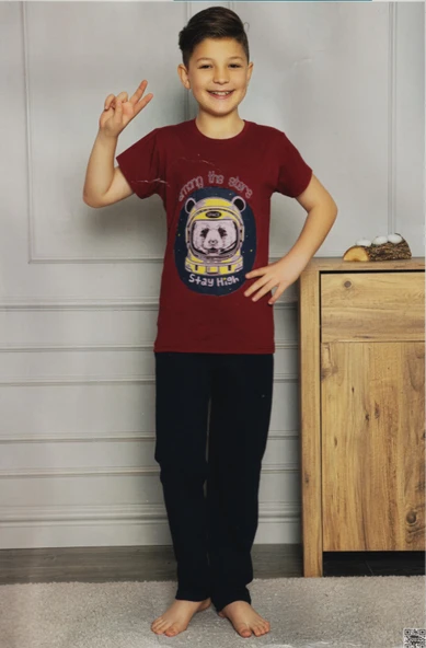 Kısa Kol Tişört  , Uzun Pantolon Erkek Çocuk Pijama M00672 - 7