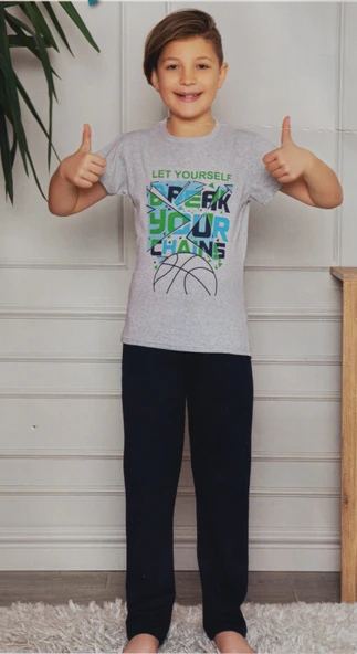 Kısa Kol Tişört  , Uzun Pantolon Erkek Çocuk Pijama M00672 - 11