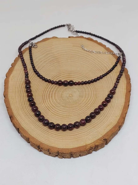 Galaksi Serisi Lal (Granat Garnet) Taşı Kolye & Bileklik Seti - Resim 7