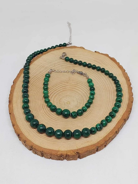 Galaksi Serisi Malakit Taşı Kolye & Bileklik Seti - Resim 7