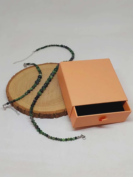 Galaksi Serisi Anyolit (Rubizoit Rubyzoisit) Taşı Kolye & Bileklik Seti - Resim 3