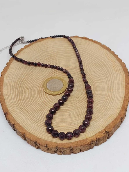 Galaksi Serisi Lal (Granat Garnet) Taşı Tasarım Kolye - Resim 3