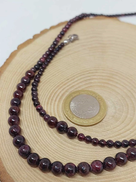 Galaksi Serisi Lal (Granat Garnet) Taşı Kolye & Bileklik Seti - Resim 4