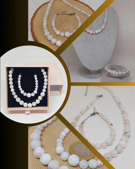 Galaksi Serisi Ay Taşı Kolye & Bileklik Seti ürün görseli