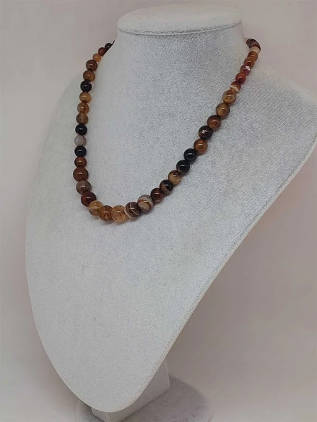 Galaksi Serisi Kahverengi Akik Taşı Tasarım Kolye - Resim 5