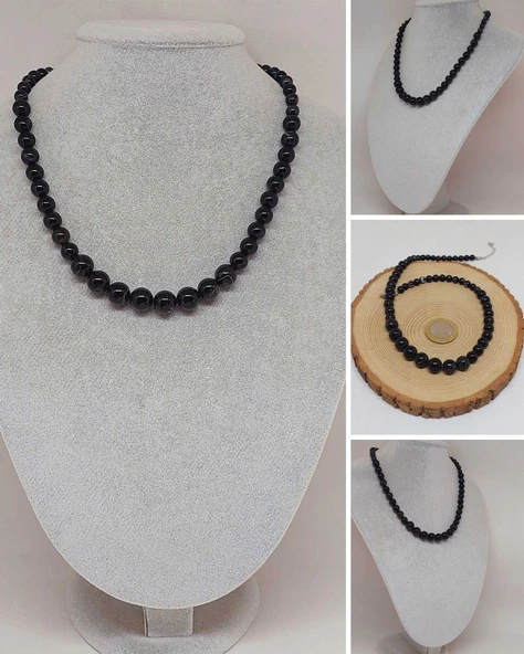 Galaksi Serisi Siyah Akik Taşı Tasarım Kolye ürün görseli