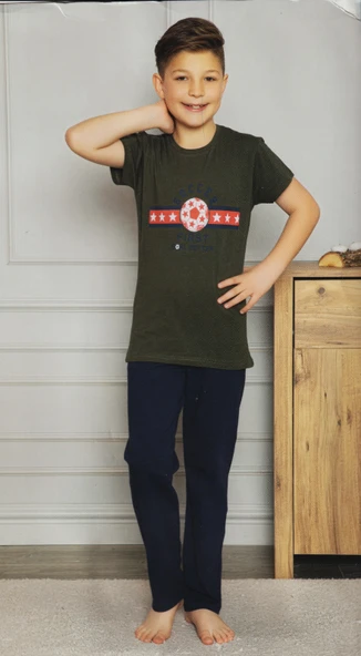 Kısa Kol Tişört  , Uzun Pantolon Baskılı Erkek Çocuk Pijama M00673 - 2