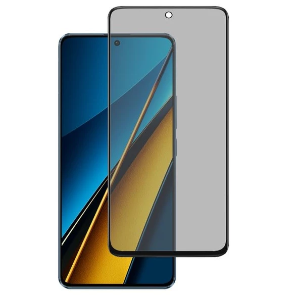 Smody Xiaomi Poco X6 Pro Gizli Hayalet Ekran Koruyucu Temperli Cam Yandan Gözükmez
