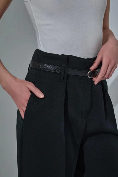 Quzu Kemer Detaylı Kadın Pantolon 24Y71262 - 4