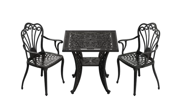 Ferforje görünümlü Plastik Kare İstanbul Masa Sandalye Takımı 1 Masa 2 Sandalye Balkon, Bahçe Mobilyası - 6