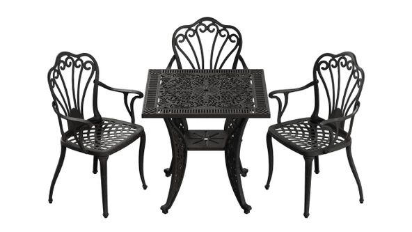 Ferforje görünümlü Plastik Kare İstanbul Masa Sandalye Takımı 1 Masa 3 Sandalye Balkon, Bahçe Mobilyası - 6