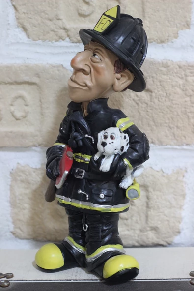 Köpekli İtfaiyeci Figürlü Dekoratif Biblo 27cm - 3