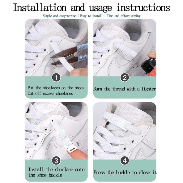 SRTfootcare METAL Kilitli TakBırak Yeni Nesil Kilitli Elastik Ayakkabı Bağcığı, Tak Bırak Akıllı Lastik Bağcık 1 Çift - 4