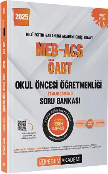 2025 MEB AGS ÖABT Okul Öncesi Öğretmenliği Tamamı Çözümlü Soru Bankası Pegem Yayınları