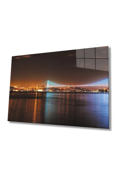 Istanbul Boğazı Manzara 4mm Dayanıklı Dekoratif ve Modern Cam Tablo Temperli Cam