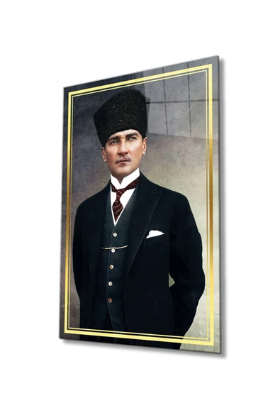 Atatürk Dekoratif ve Modern Cam Tablo Ev Ve Ofis Duvar Dekoru  Büyük Tablo Dayanıklı Cam