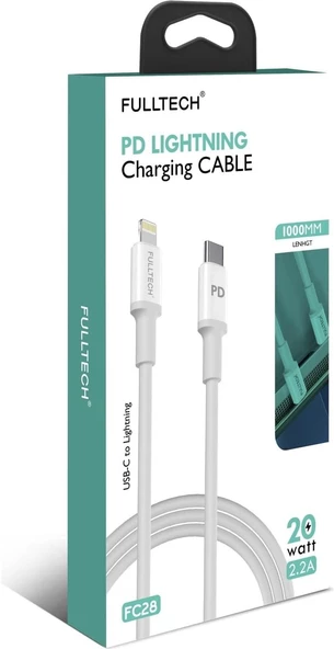 FC28  Pd Lıghtnıng Usb-C To Lıghtnıng 1mt 20W 2.2A Beyaz Şarj Kablosu