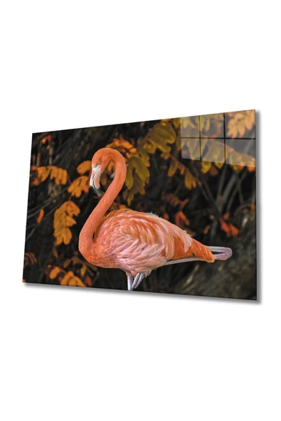 Flamingo 2 Dekoratif ve Modern Cam Tablo