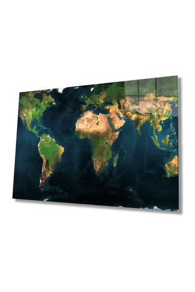 Dünya Haritası 42 Dekoratif ve Modern Cam Tablo