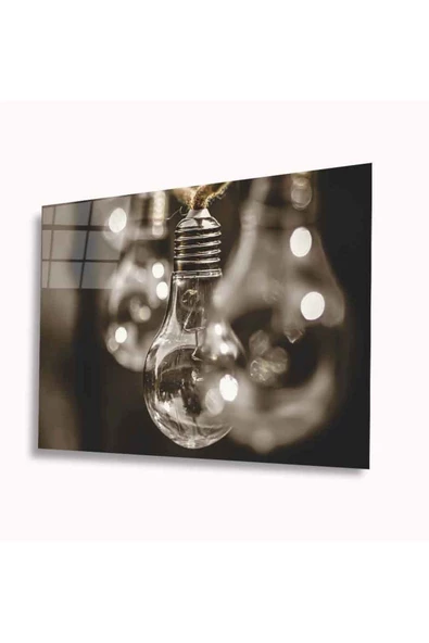 Ampül Dekoratif ve Modern Cam Tablo 4mm Dayanıklı Temperli Cam ürün görseli