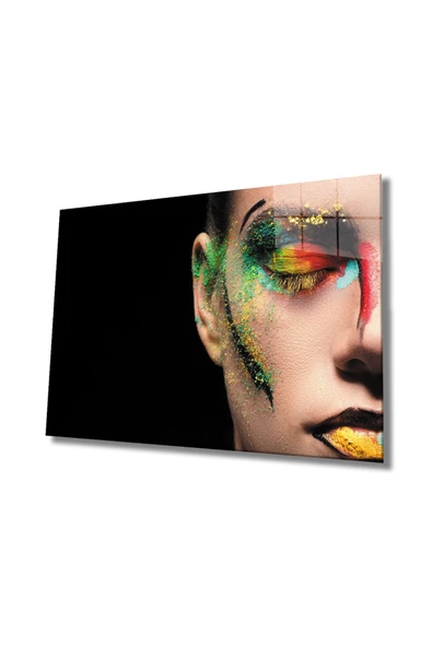 Kadınlar Renkli Yüz Dekoratif ve Modern Cam Tablo, Ev Ve Ofis Duvar Dekoru ürün görseli