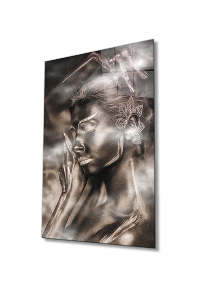 Siyahi Altın Hatlı Kadın Dumanlı ,  Temperli Dayanıklı Cam ürün görseli