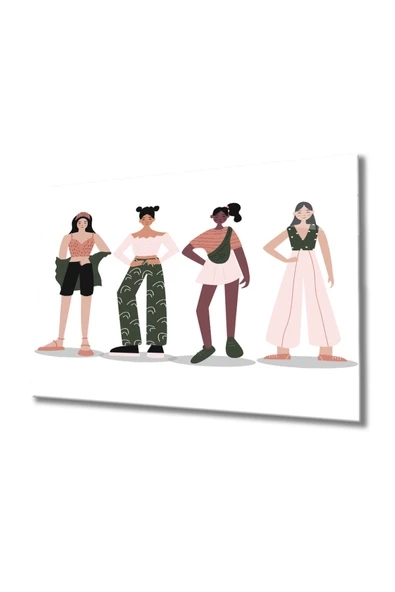 Illüstrasyon Karikatür Kızlar , Ev Ve Ofis Duvar Dekoru, Temperli ürün görseli