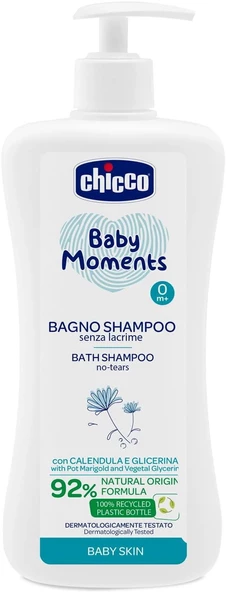 Chicco Baby Moments Doğal Göz Yakmayan Saç ve Vücut Şampuanı 750 ML x 2 Adet