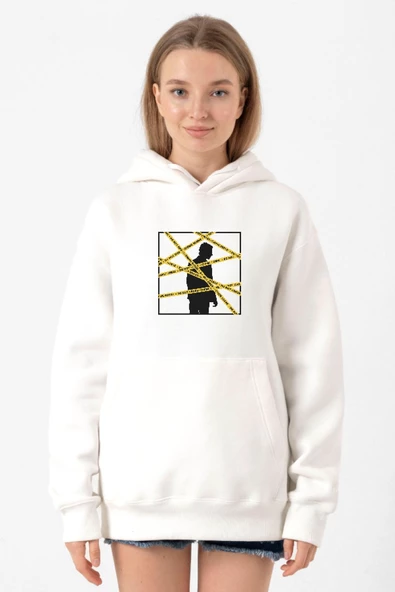 The Mentalist Crime Scene Tape Beyaz Kadın 3ip Kapşonlu Sweatshirt ürün görseli