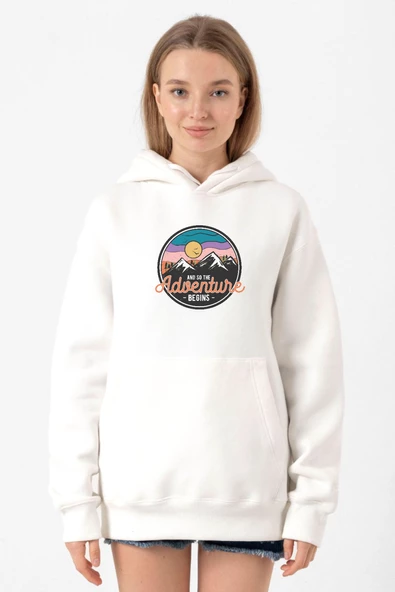And So The Adventure Begins Beyaz Kadın 3ip Kapşonlu Sweatshirt