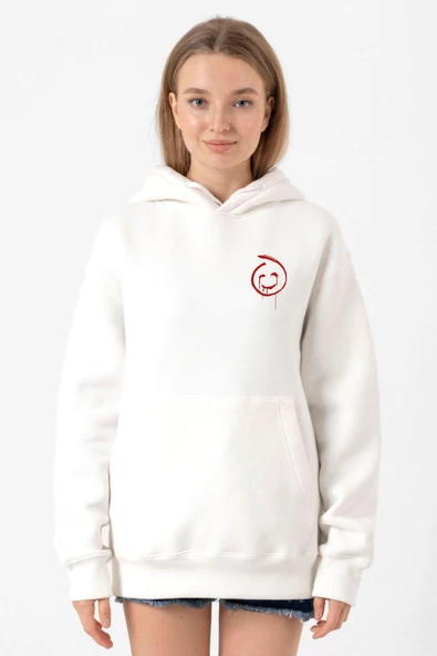 The Mentalist Red John Pocket Beyaz Kadın 3ip Kapşonlu Sweatshirt