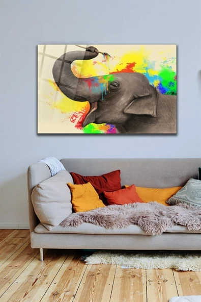 Modern Tablo Ressam Fil Dekoratif ve Modern Cam Tablo 50 X 70 Çok Renkli ürün görseli 1