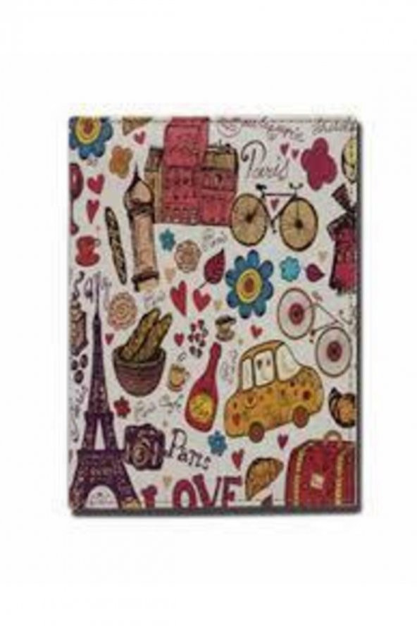 Liz Defter Suni Deri Desen Baskılı 14x20