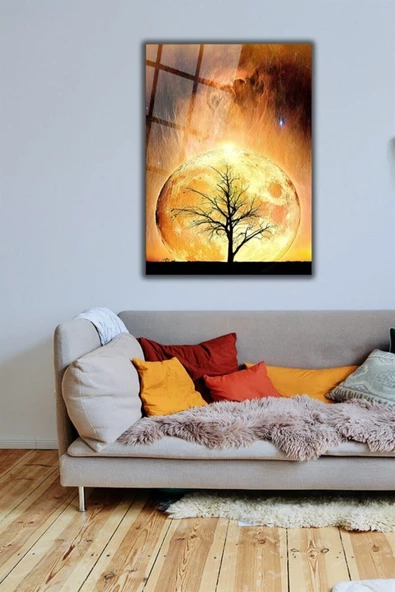 Modern Tablo Güneşin Yansıması Dekoratif ve Modern Cam Tablo 70 X 110çok Renkli