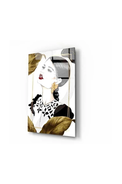 Kadın Portre Dekoratif ve Modern Cam Tablo 2 50x70 Cm