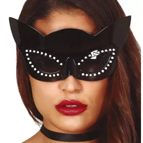 Siyah Renk Siyah Camlı Kedi Şekilli Parti Gözlüğü - Resim 3