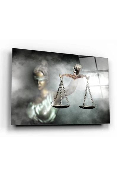Themis Heykeli Dekoratif ve Modern Cam Tablo