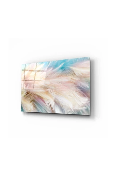 Renkli Tüyler Dekoratif ve Modern Cam Tablo 50x70 Cm ürün görseli