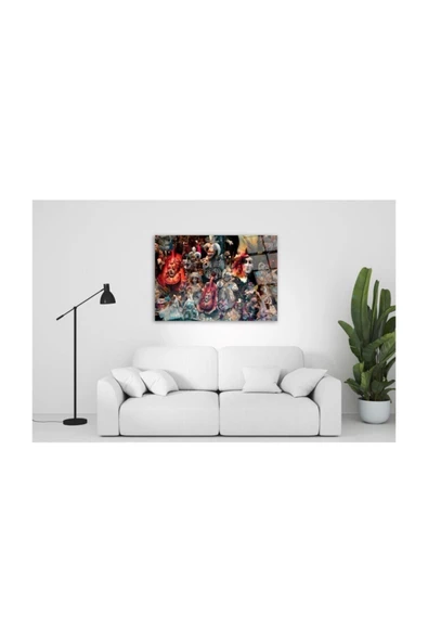 Venedik Maskeleri Dekoratif ve Modern Cam Tablo 50x70 Cm