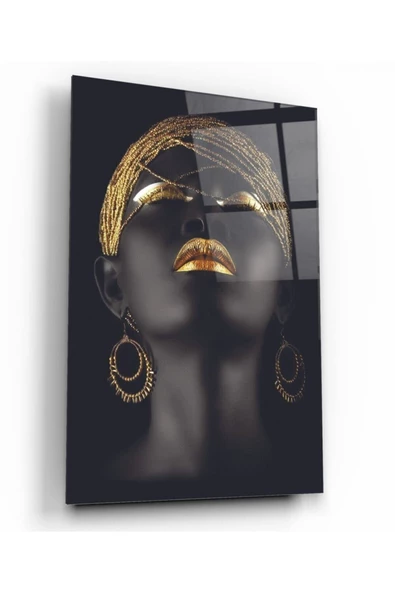 Afrikalı Kadın Dekoratif ve Modern Cam Tablo ürün görseli