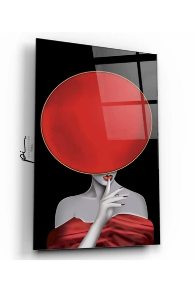 Şapkalı Kadın Dekoratif ve Modern Cam Tablo ürün görseli