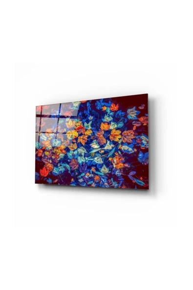 Renkli Yapraklar Dekoratif ve Modern Cam Tablo 50x70 Cm ürün görseli