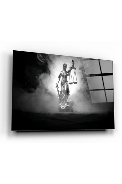 Themis Heykeli Dekoratif ve Modern Cam Tablo