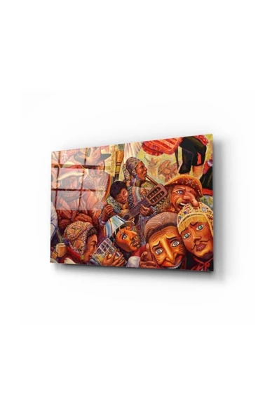 Etnik Yüzler Dekoratif ve Modern Cam Tablo 50x70 Cm ürün görseli