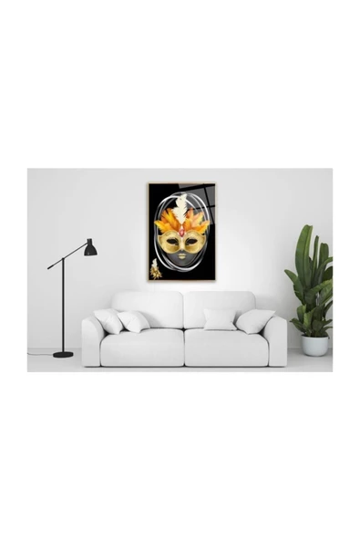 Venedik Maske Dekoratif ve Modern Cam Tablo 50x70 Cm