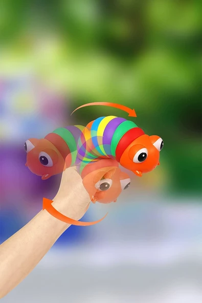 Söktak Eğlenceli Stres Ve Anksiyete Giderici Montessori Renkli Tırtıl Oyuncağı 20 CM - 6